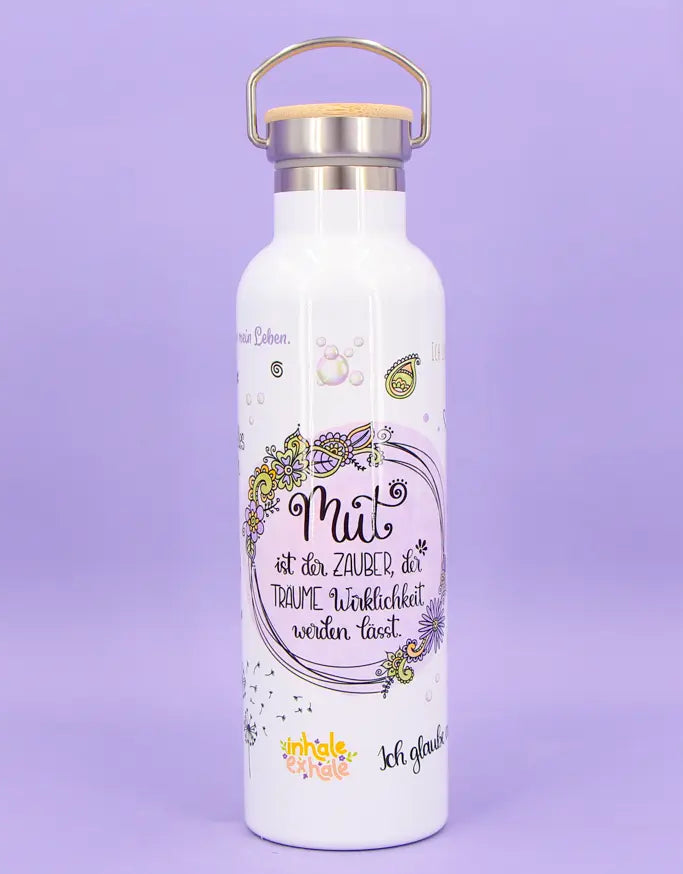 Thermosflasche Bambusdeckel "Mut"