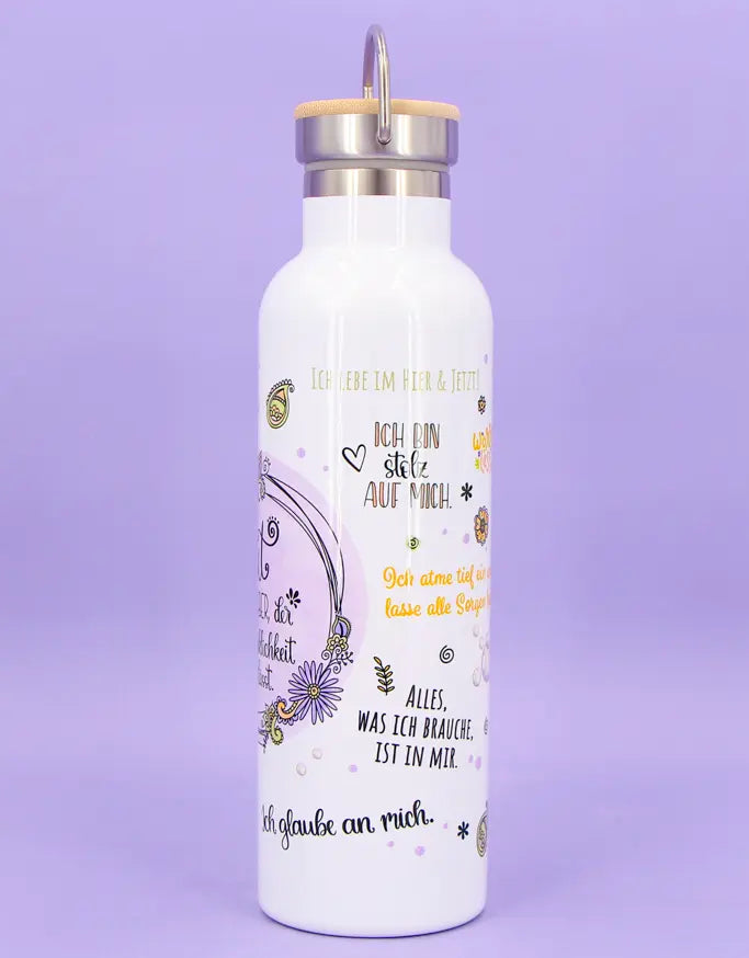 Thermosflasche Bambusdeckel "Mut"