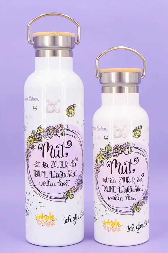 Thermosflasche Bambusdeckel "Mut"