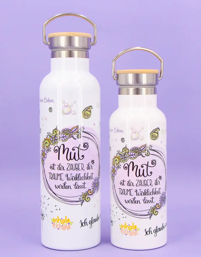 Thermosflasche Bambusdeckel "Mut"