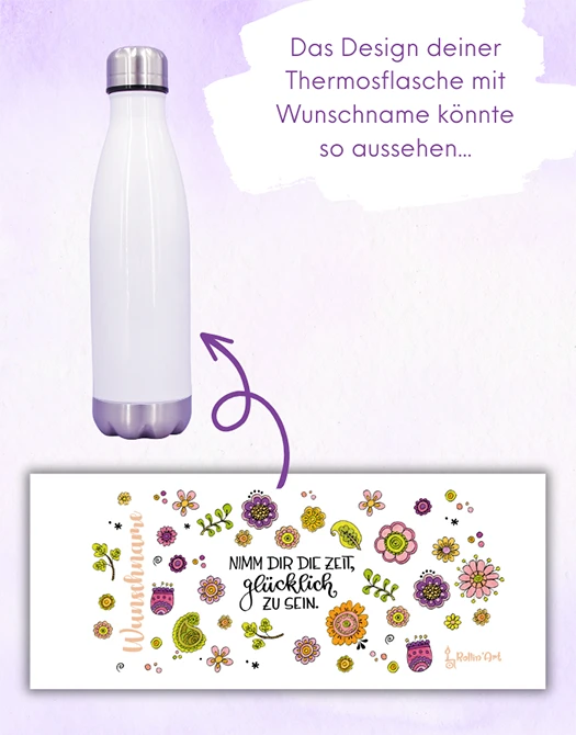 Trinkflasche lila "Nimm dir die Zeit"