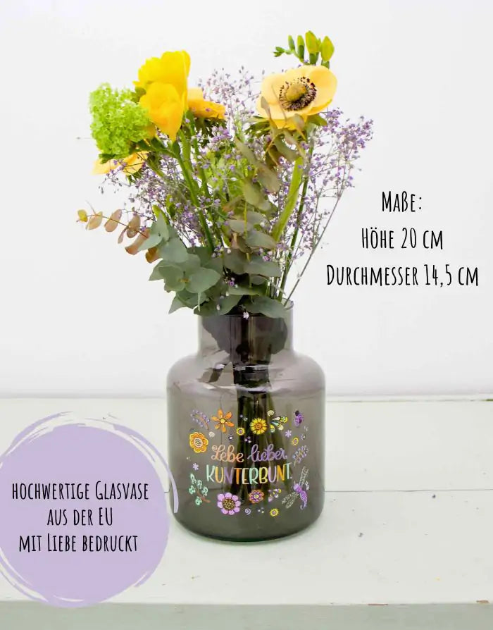 Vase "Lebe lieber kunterbunt"