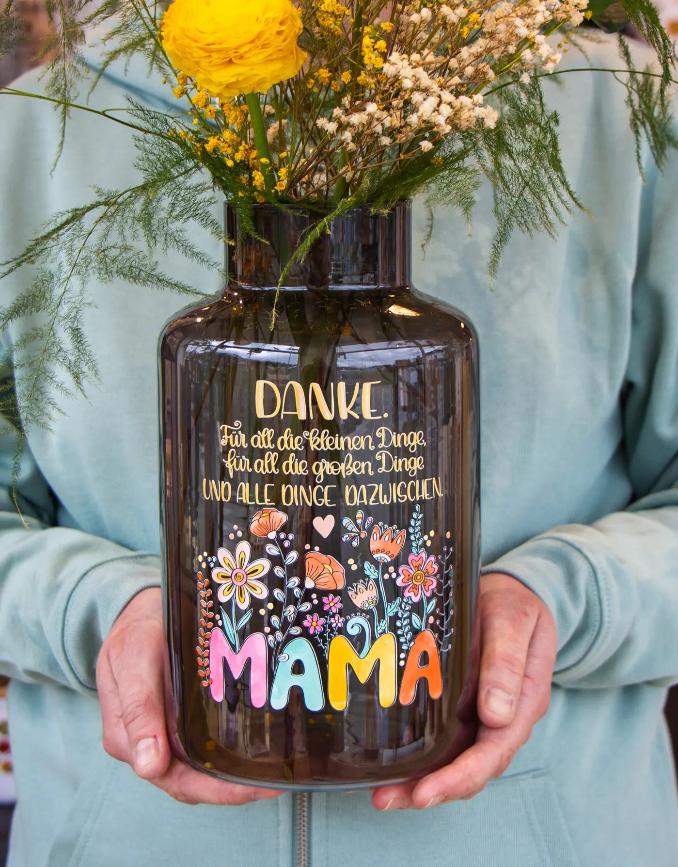 Vase mit Spruch für Mama