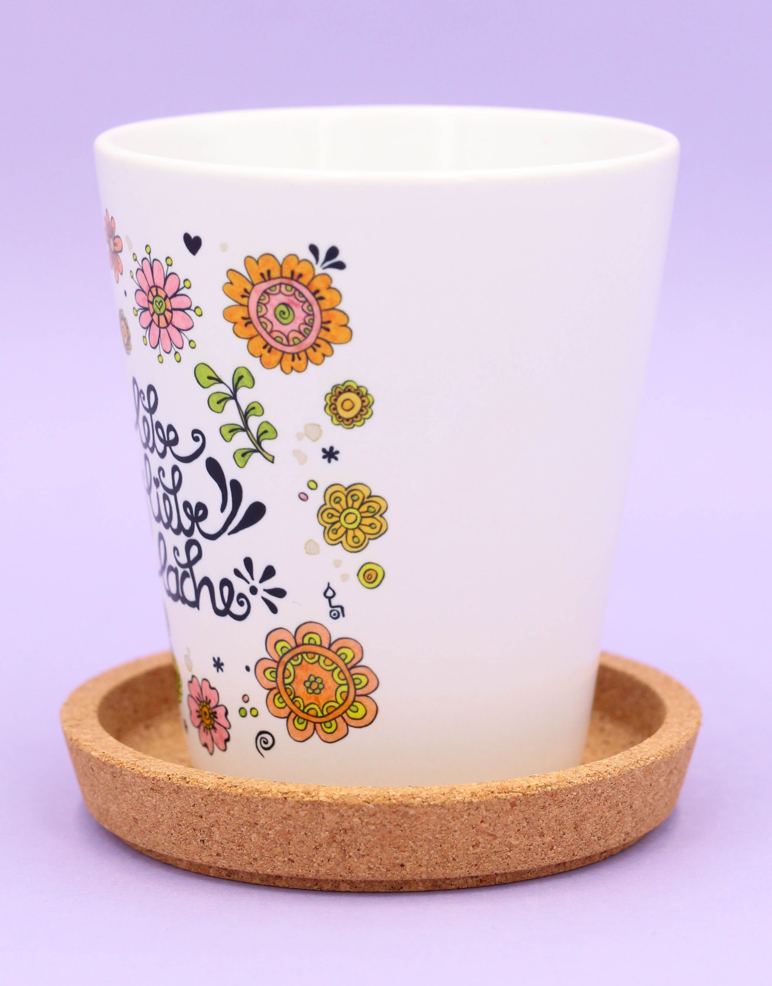 Blumentopf "Lebe, liebe, lache"-RollinArt