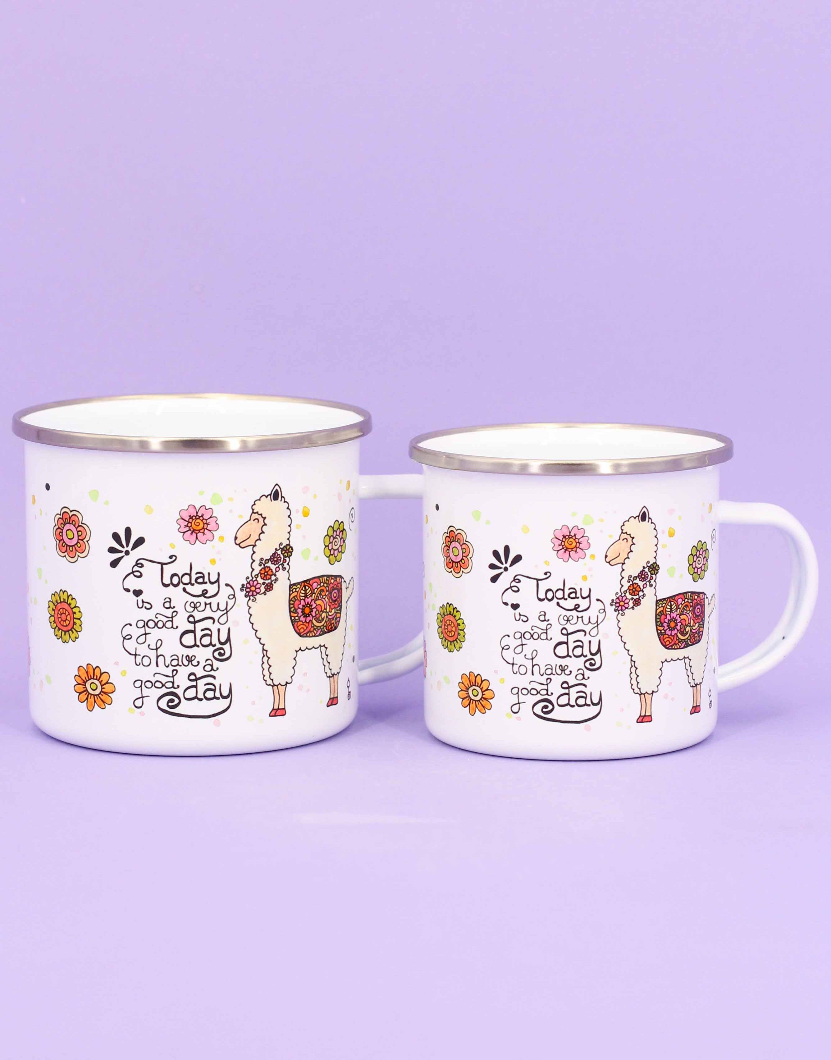 Emaille-Tasse "Alpaka"-RollinArt