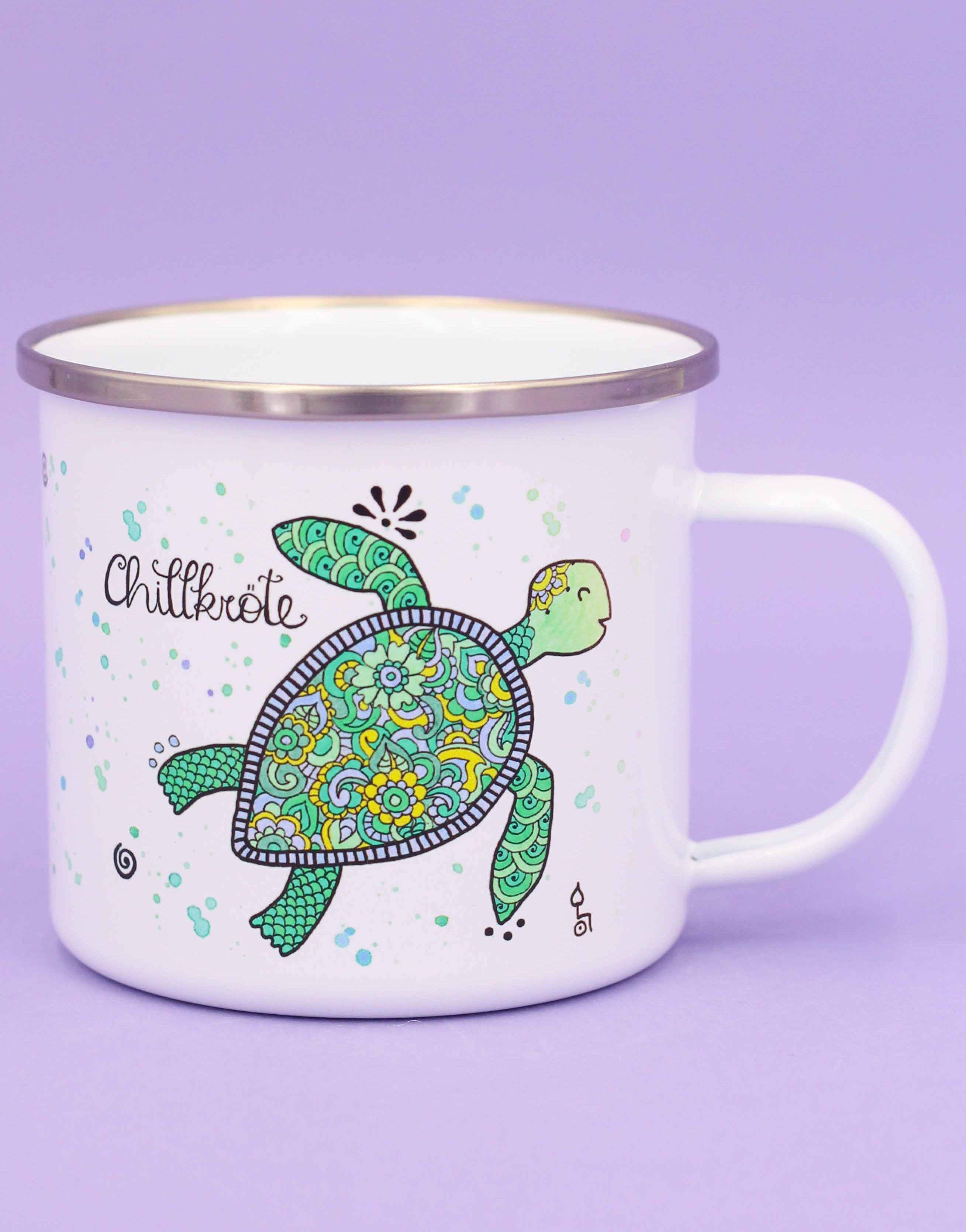 Emaille-Tasse "Chillkröte"-RollinArt