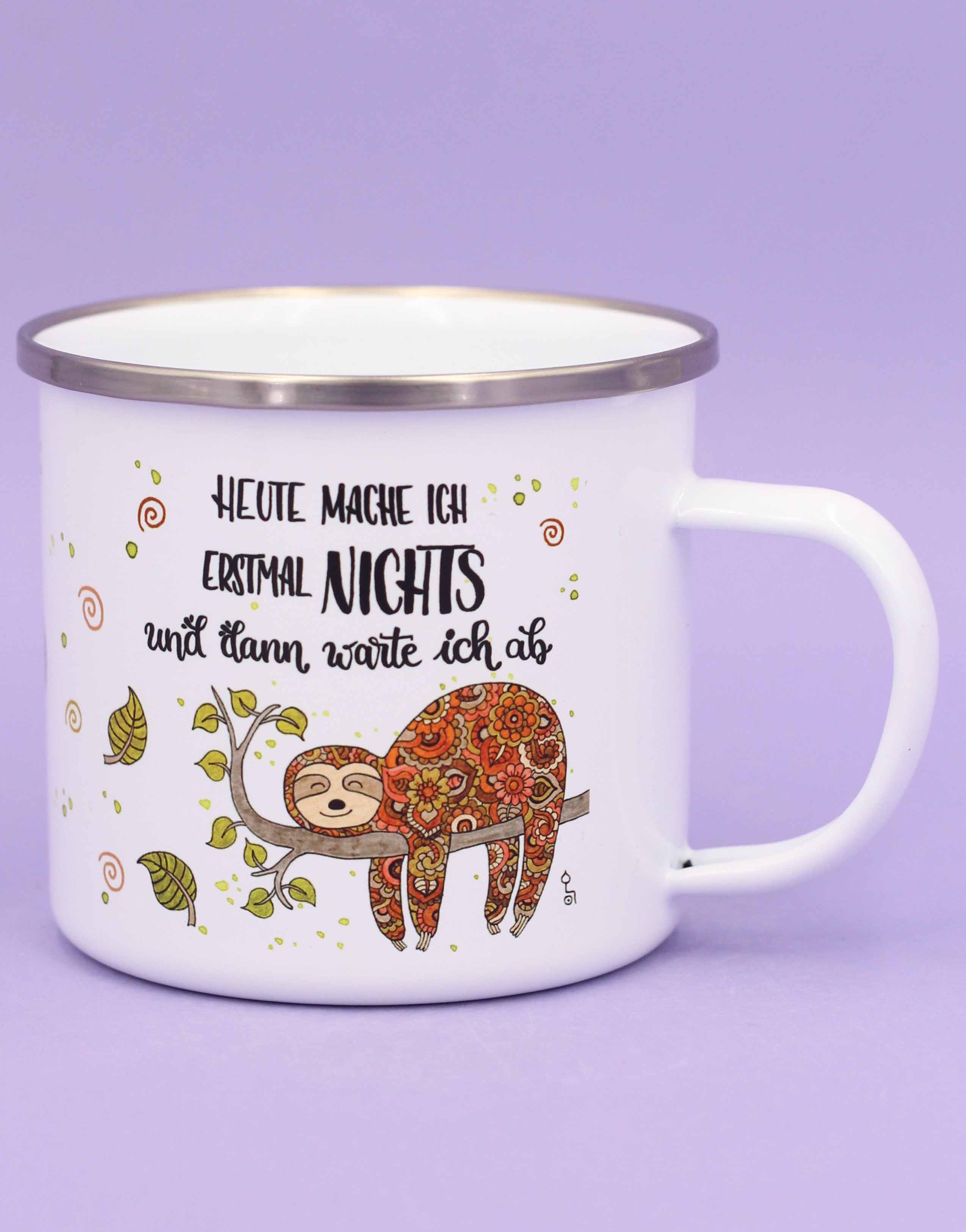 Emaille-Tasse "Faultier"-RollinArt