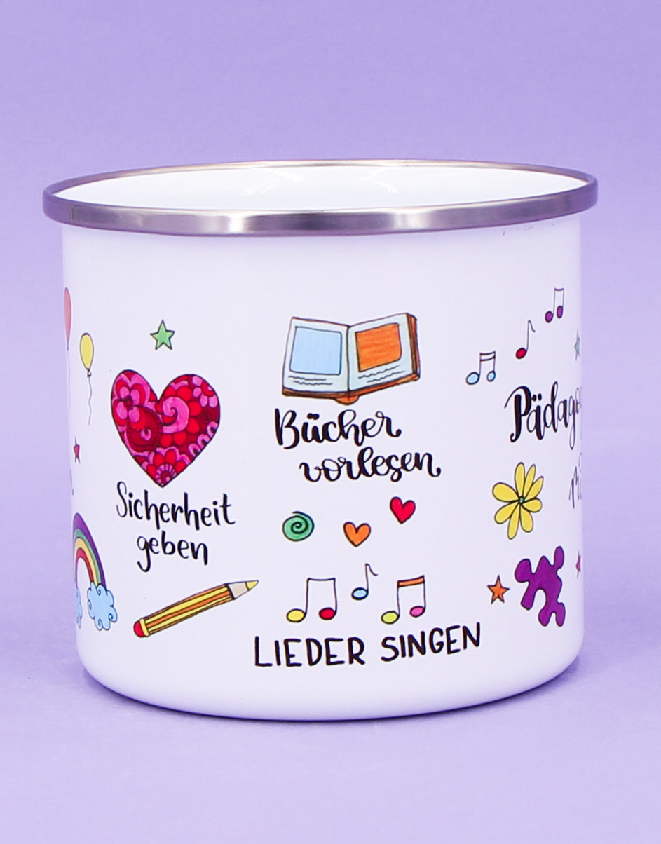 Emaille-Tasse "Pädagogin mit Herz"-RollinArt