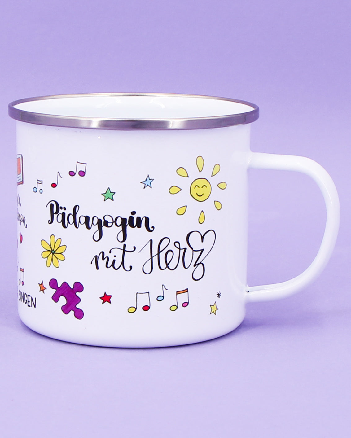 Emaille-Tasse "Pädagogin mit Herz"-RollinArt