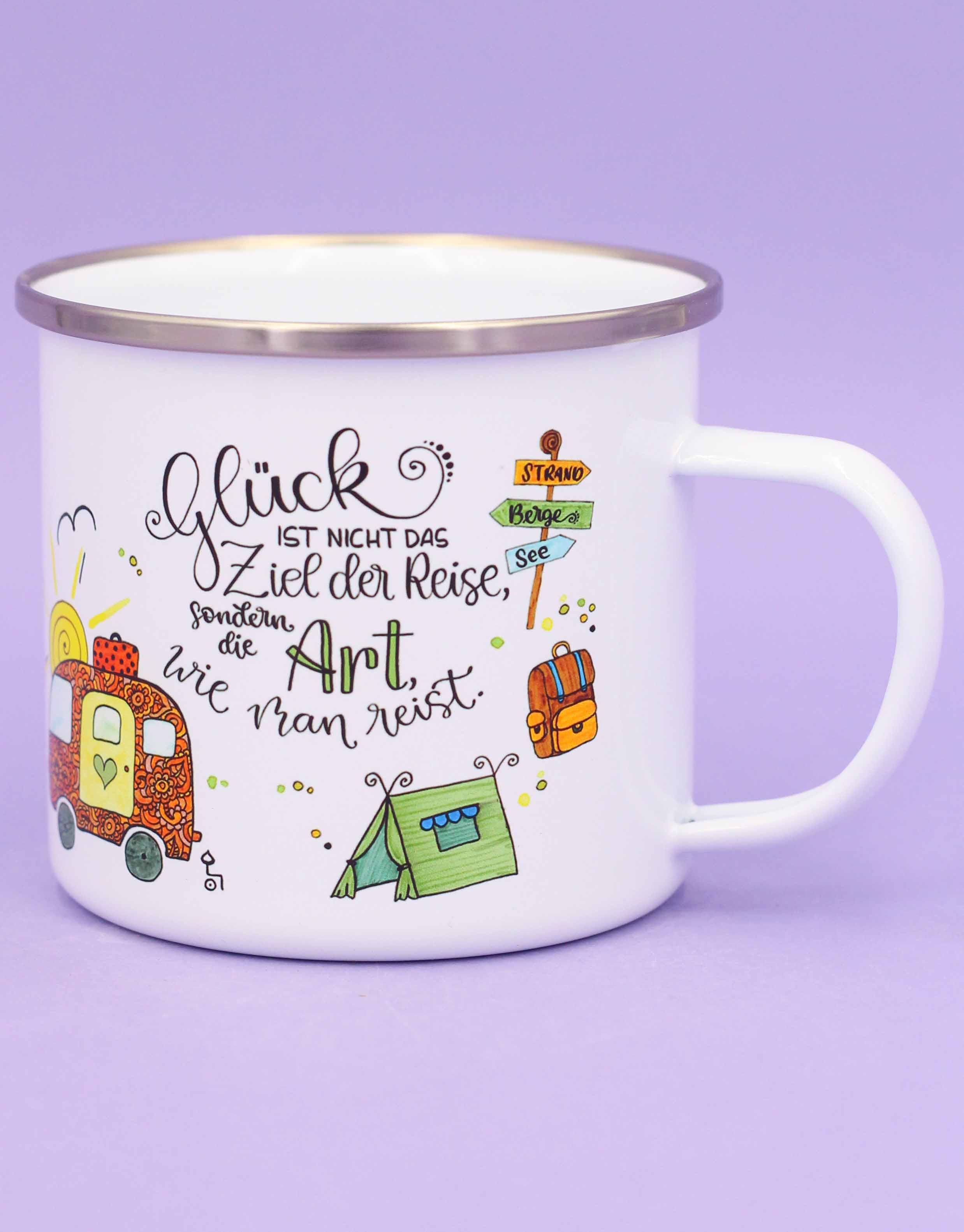 Emaille-Tasse "Reiselust"-RollinArt