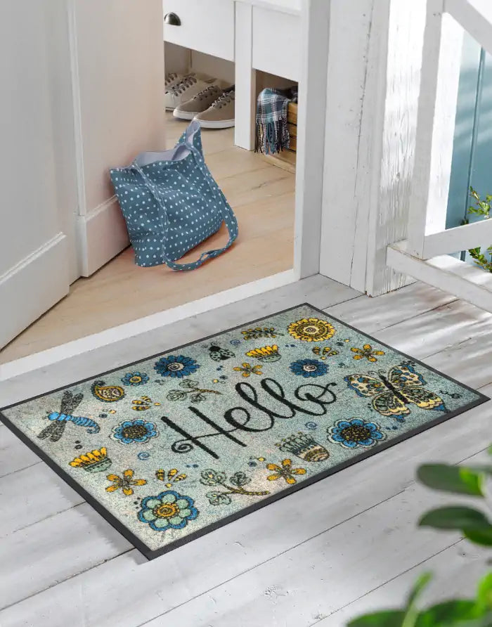 Fußmatte "Hello Flowers"-50 x 75 cm-RollinArt