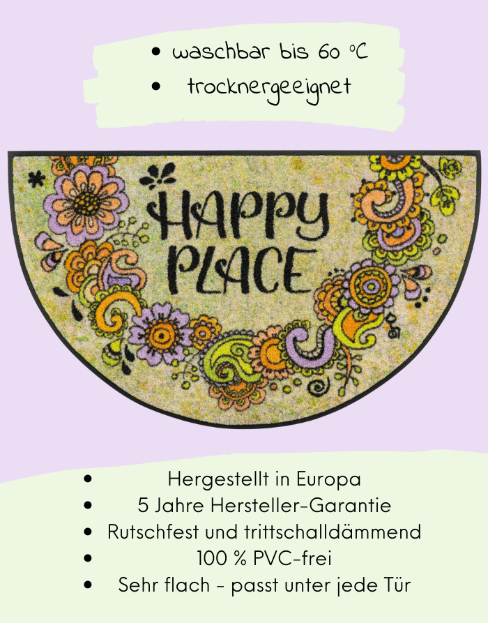 Fußmatte "Round Happy Place"-50 x 85 cm-RollinArt