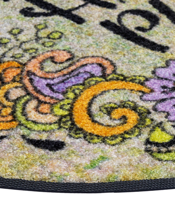 Fußmatte "Round Happy Place"-50 x 85 cm-RollinArt