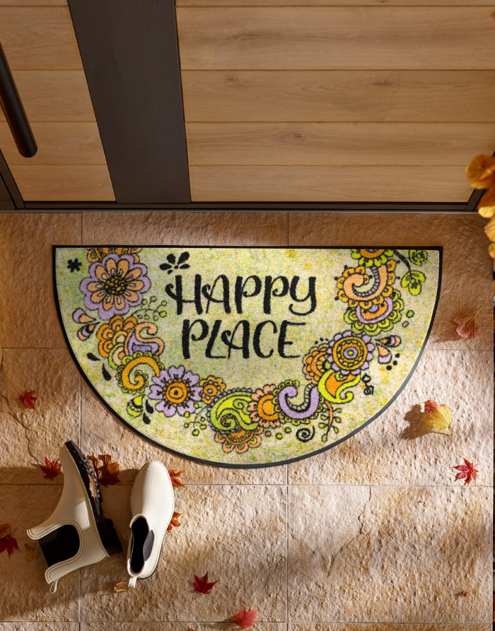 Fußmatte "Round Happy Place"-50 x 85 cm-RollinArt