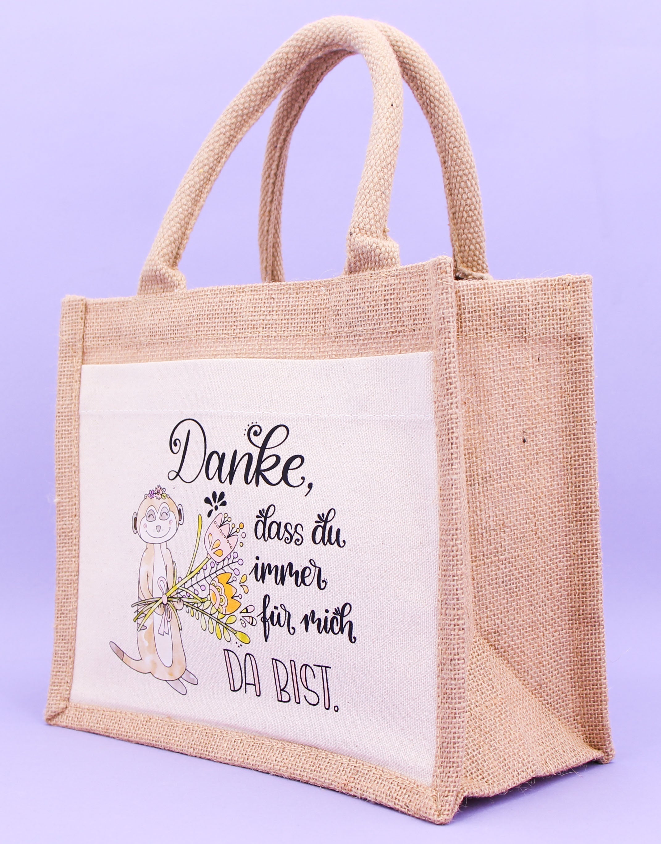 Geschenktasche Jute "Danke, dass du immer da bist"-RollinArt