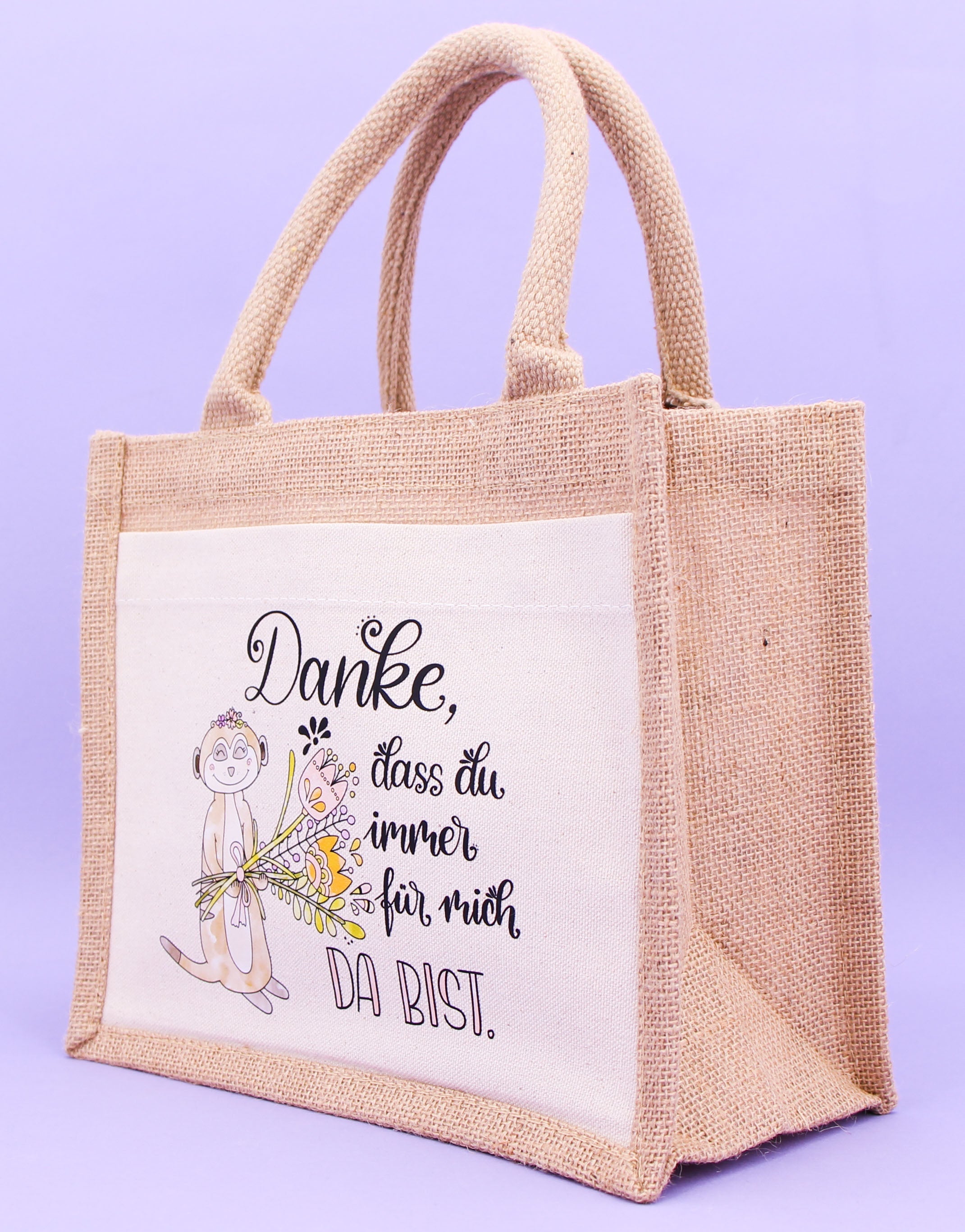 Geschenktasche Jute "Danke, dass du immer da bist"-RollinArt