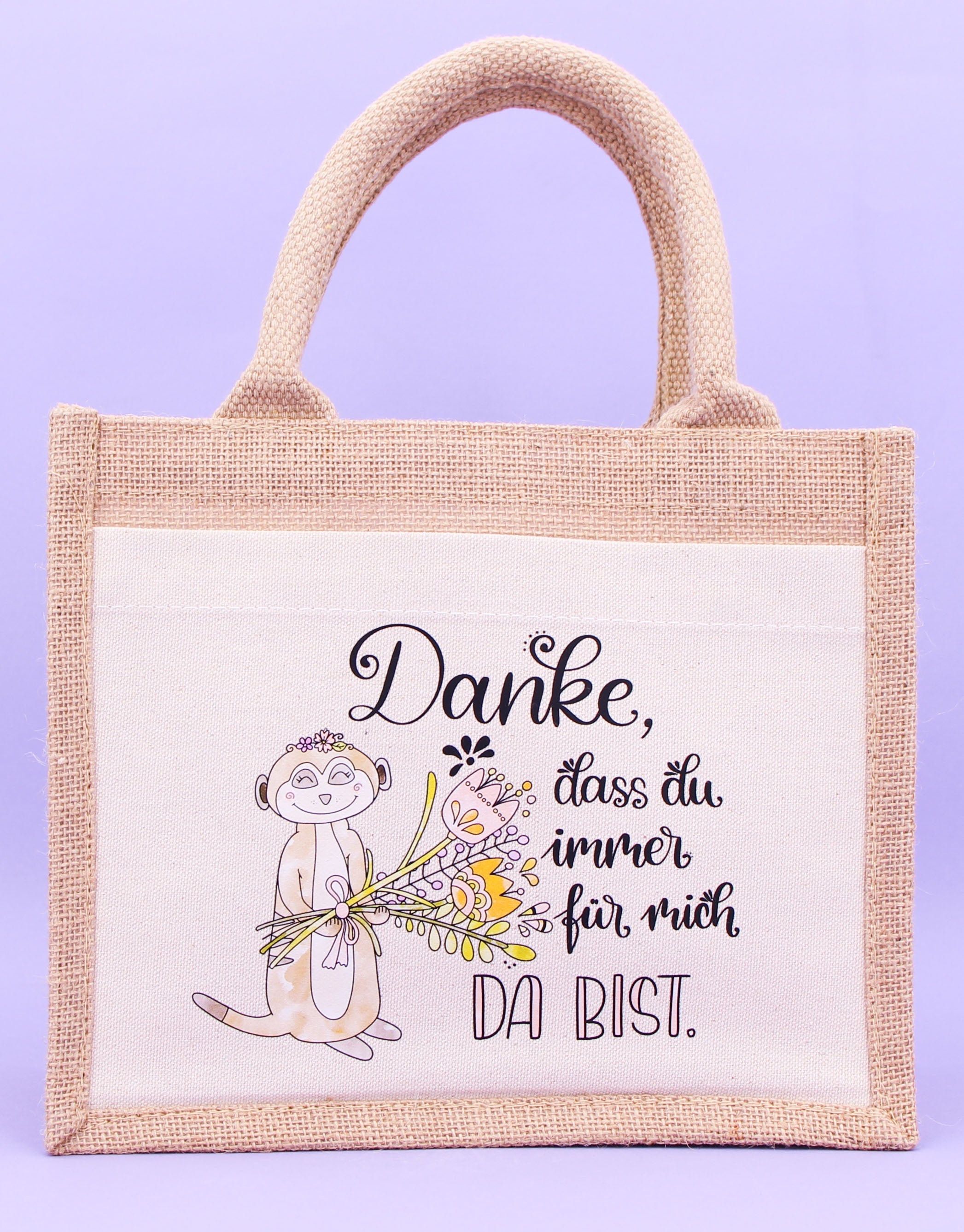 Geschenktasche Jute "Danke, dass du immer da bist"-RollinArt