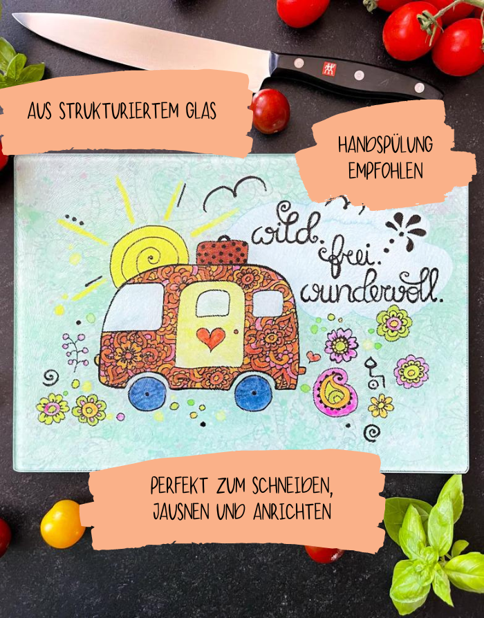 Glasschneidebrett "Camper"-RollinArt