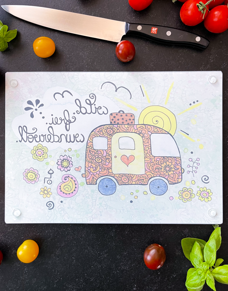 Glasschneidebrett "Camper"-RollinArt
