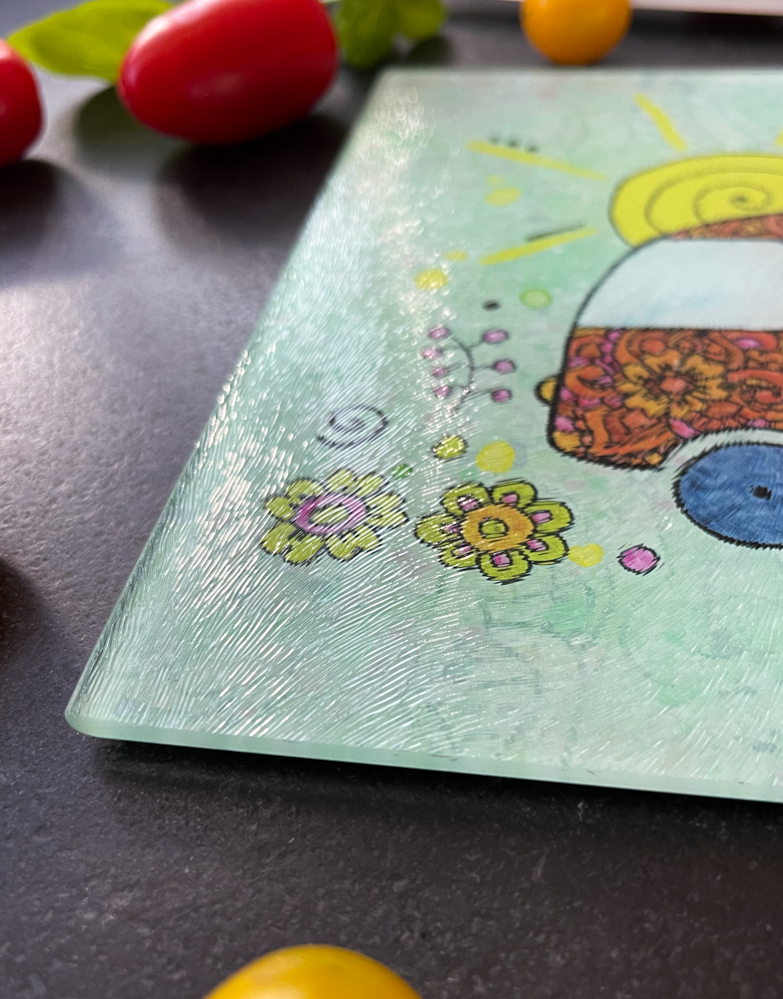 Glasschneidebrett "Camper"-RollinArt