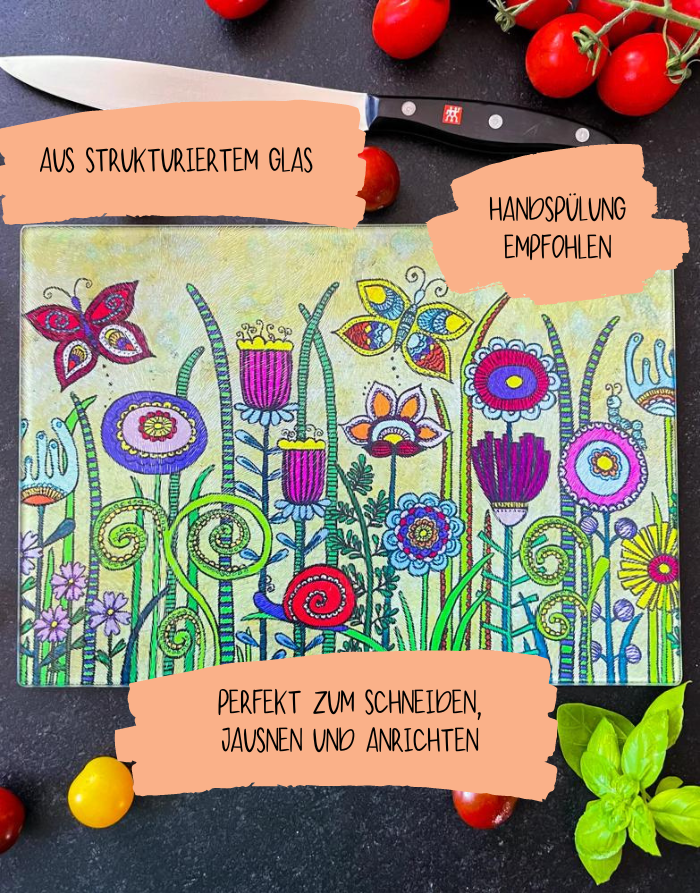 Glasschneidebrett "Flowers V"-RollinArt