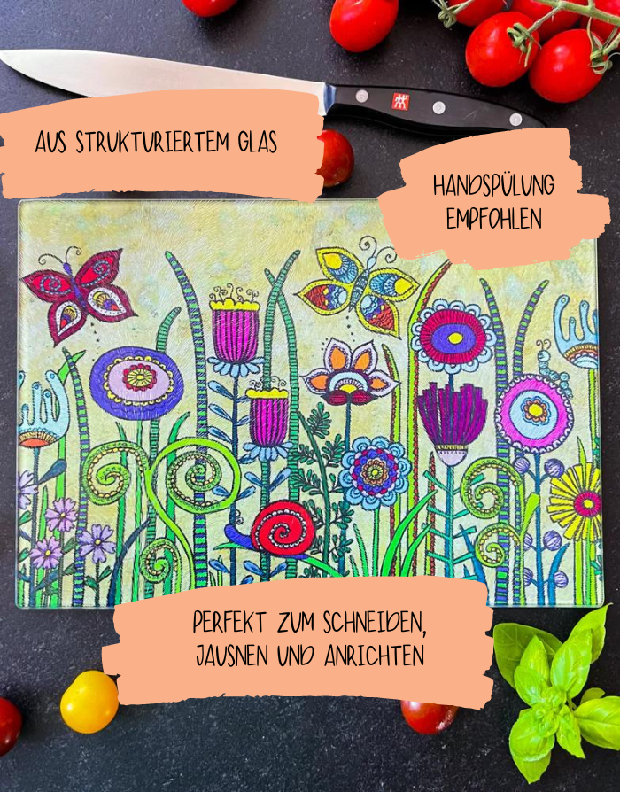 Glasschneidebrett "Flowers V"-RollinArt