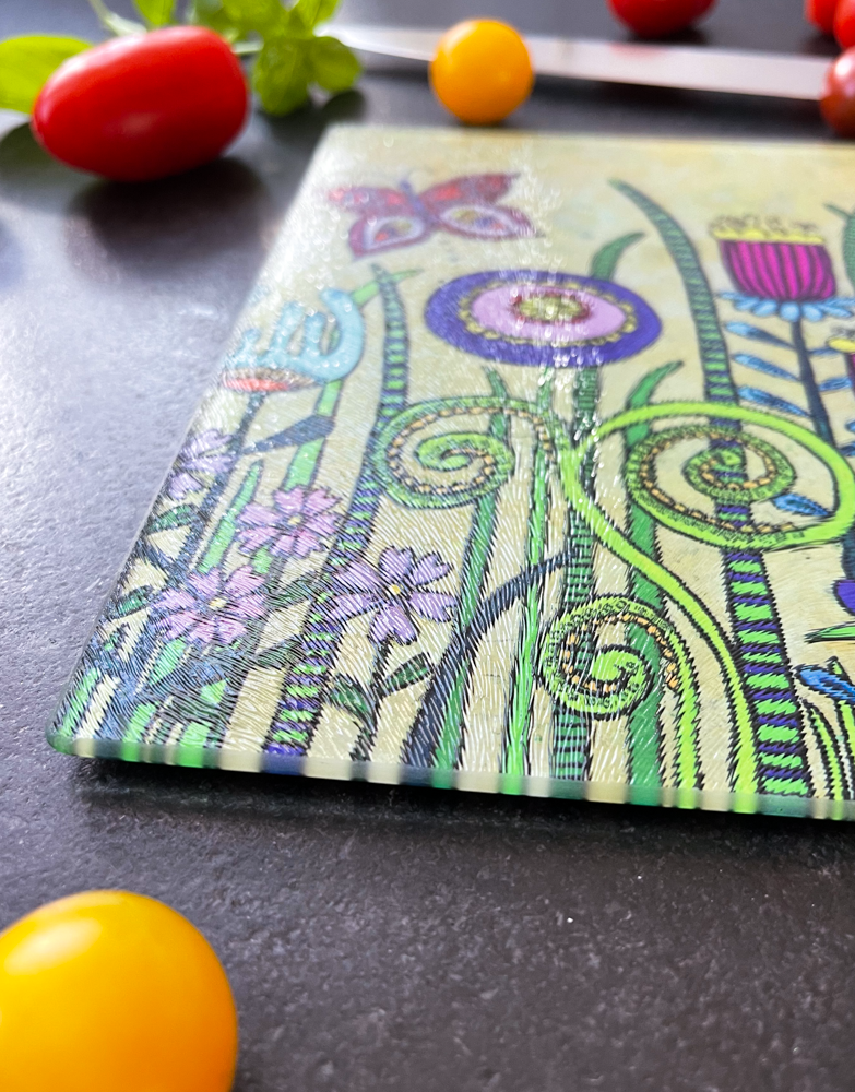 Glasschneidebrett "Flowers V"-RollinArt