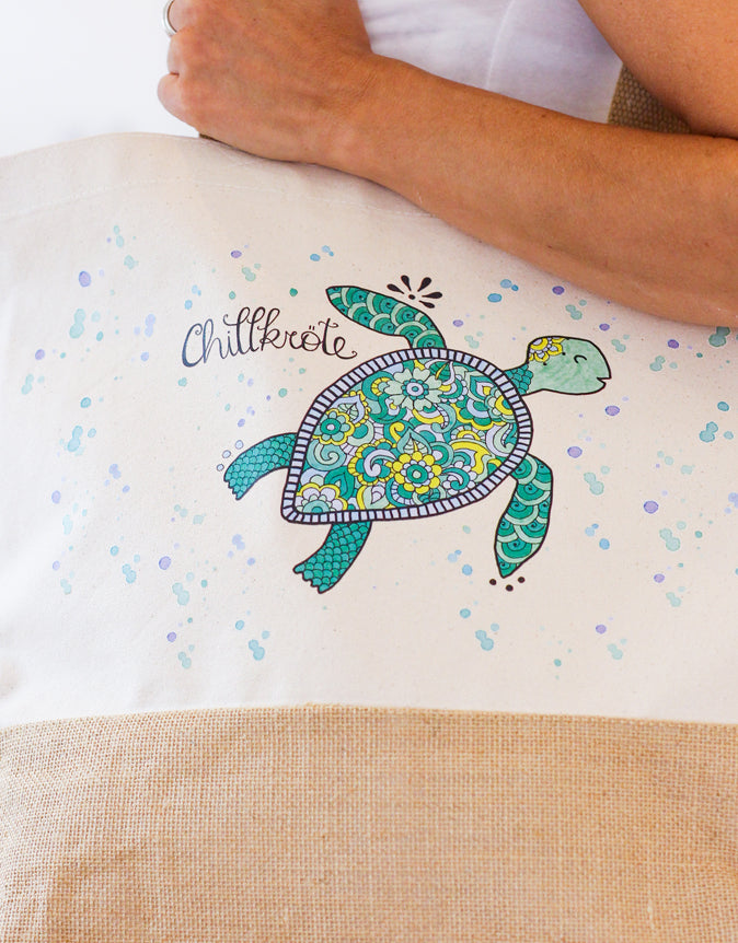 Jutetasche "Chillkröte"-RollinArt