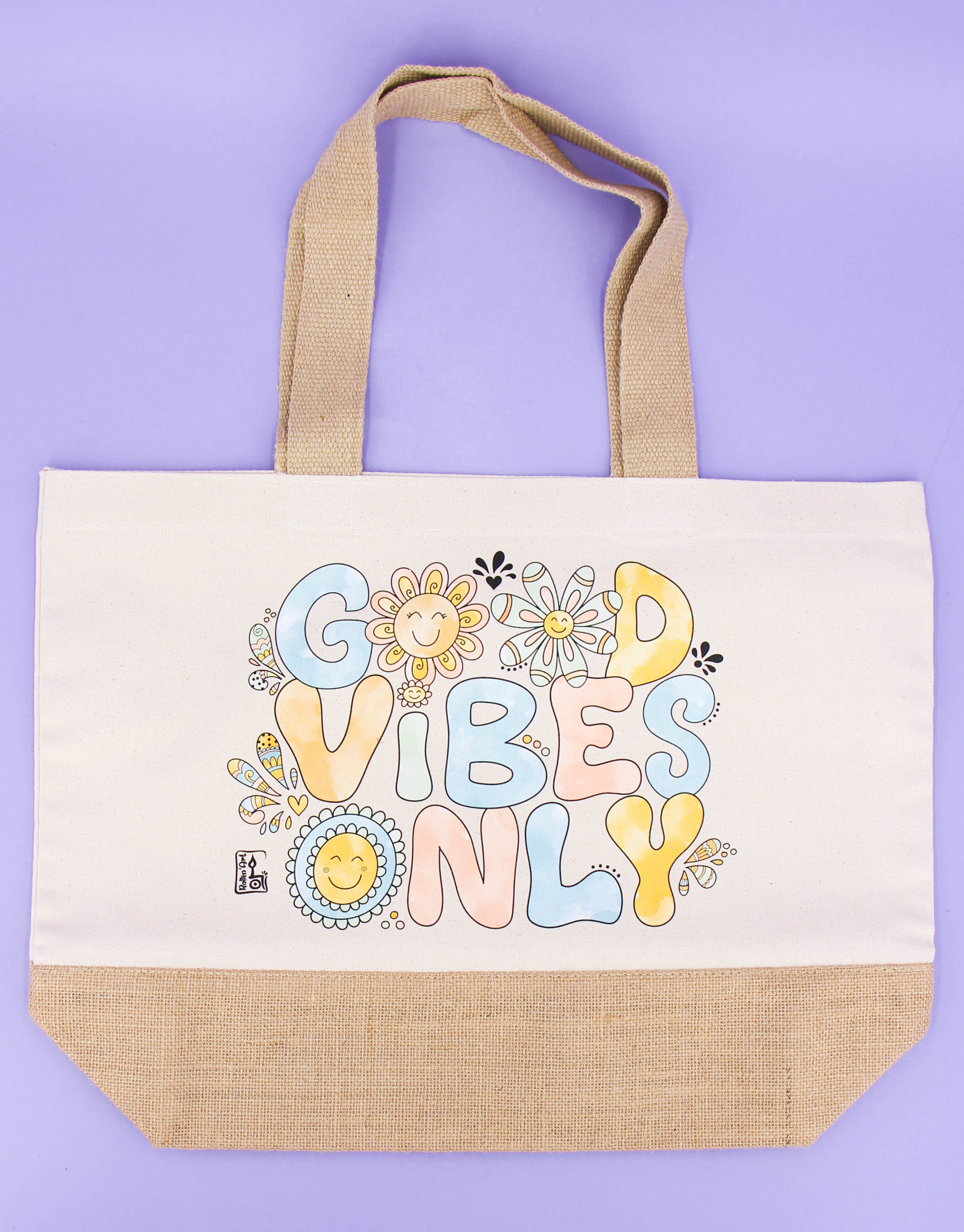 Jutetasche "Good Vibes Only"-RollinArt