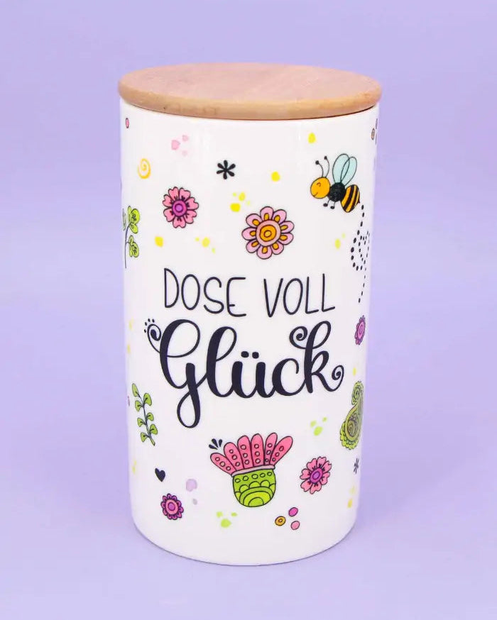 Keramikdose L "Dose voll Glück"-RollinArt
