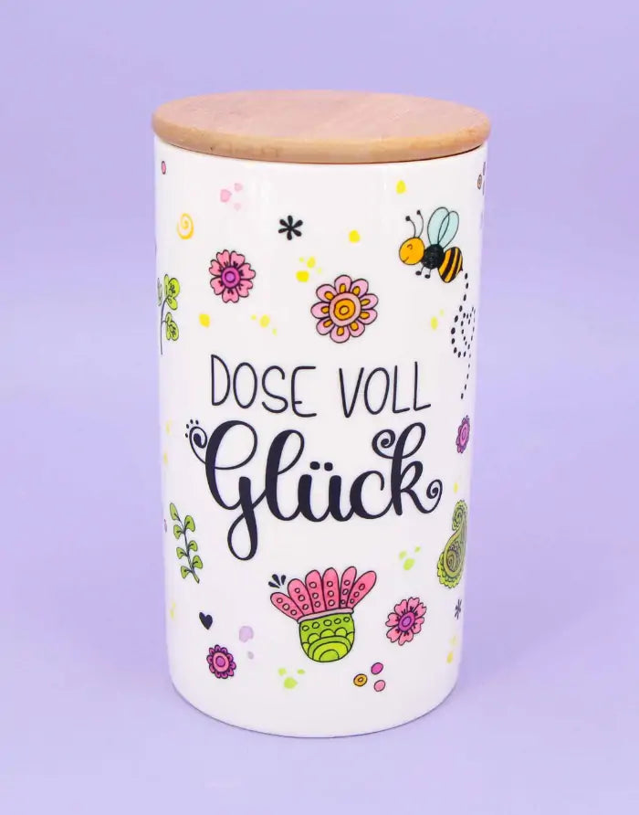 Keramikdose L "Dose voll Glück"-RollinArt