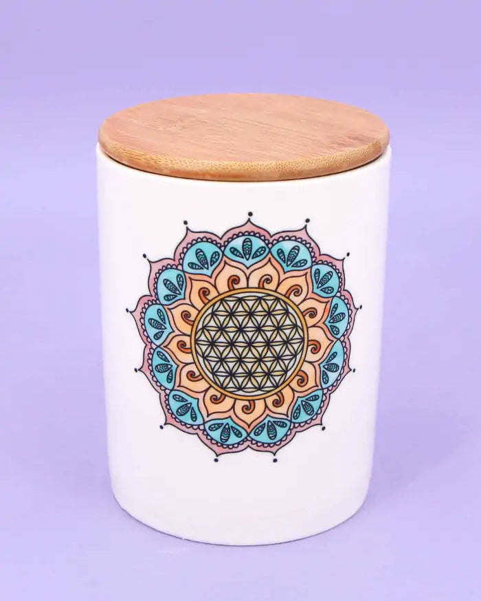 Keramikdose M "Blume des Lebens"-RollinArt