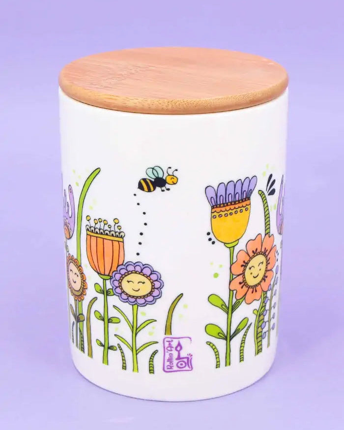 Keramikdose M "Happy Flowers"-RollinArt
