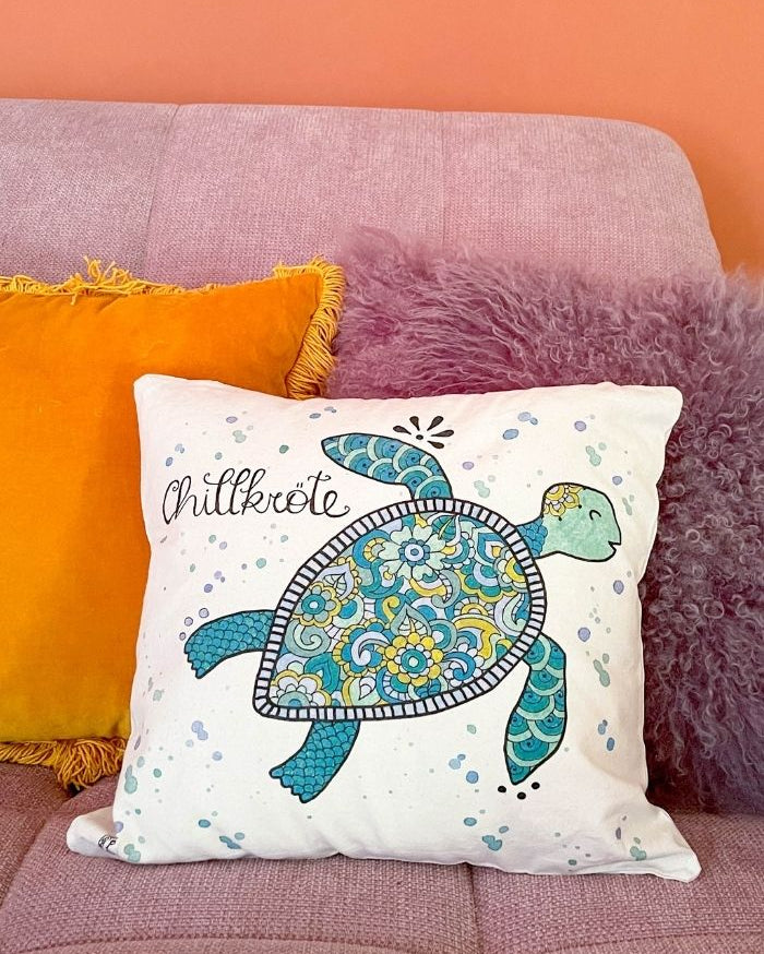 Kissenhülle "Chillkröte"-RollinArt