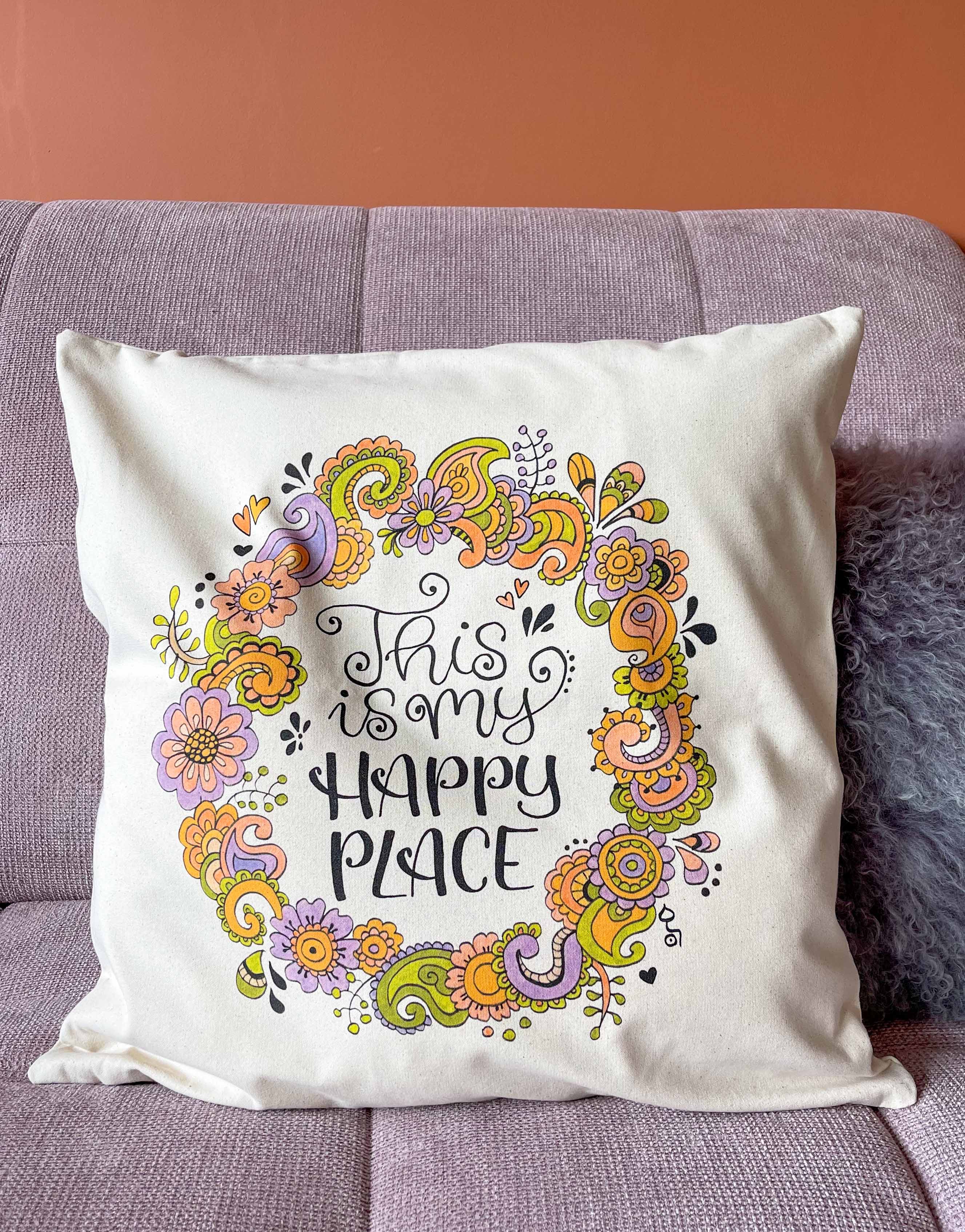 Kissenhülle "Happy Place"-RollinArt