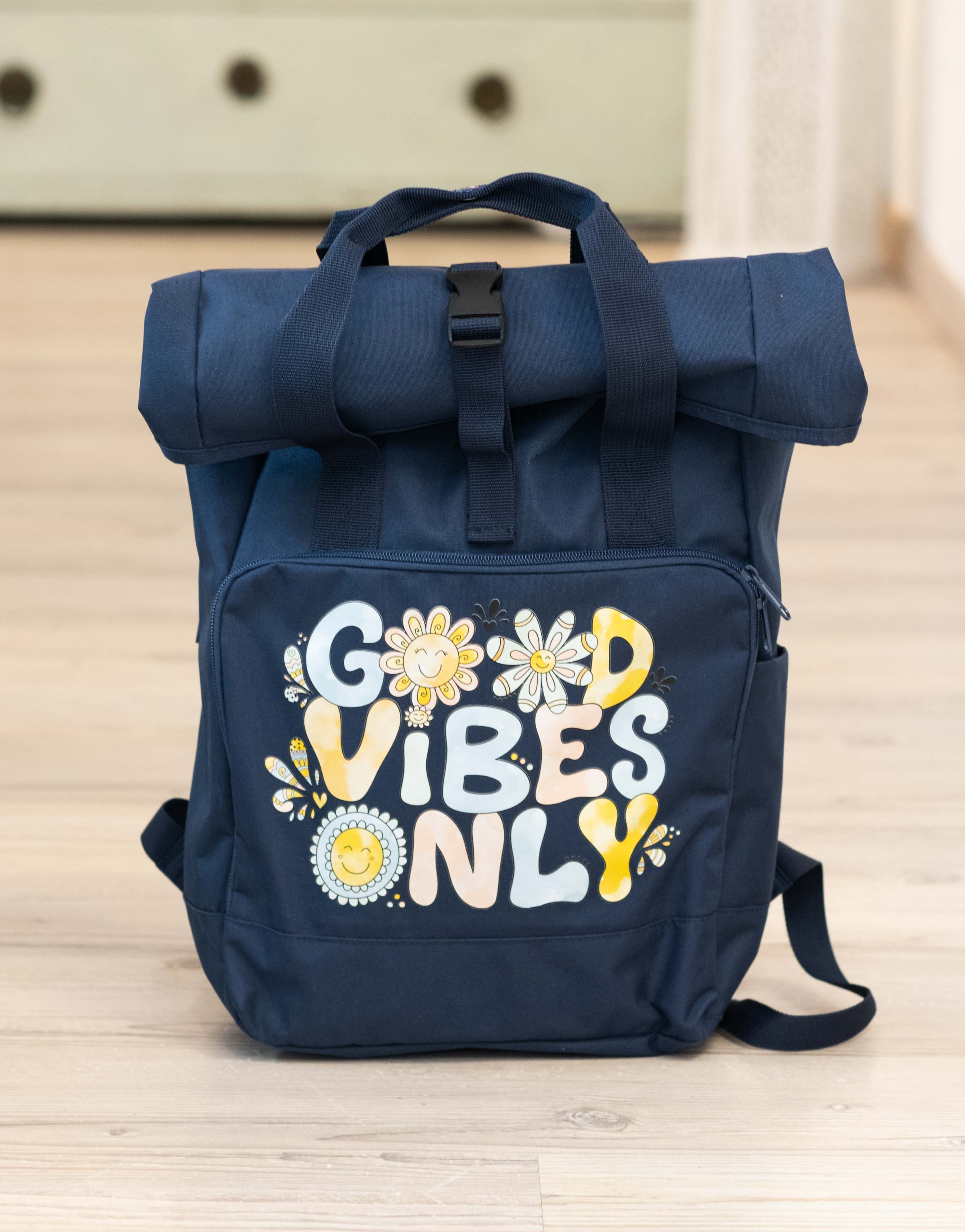 Rucksack groß Navy Dusk "Good vibes only”-RollinArt