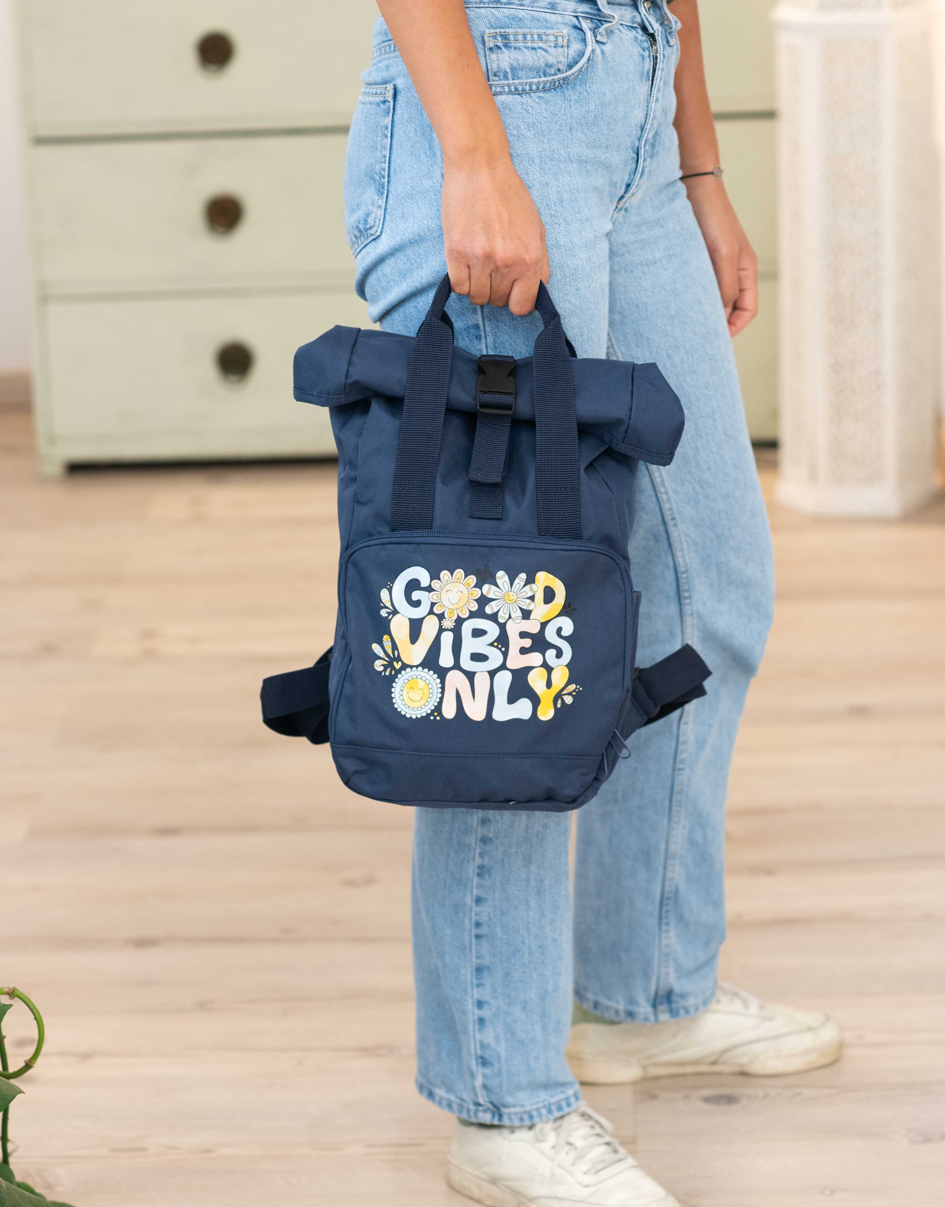Rucksack klein Navy Dusk "Good vibes only”-RollinArt