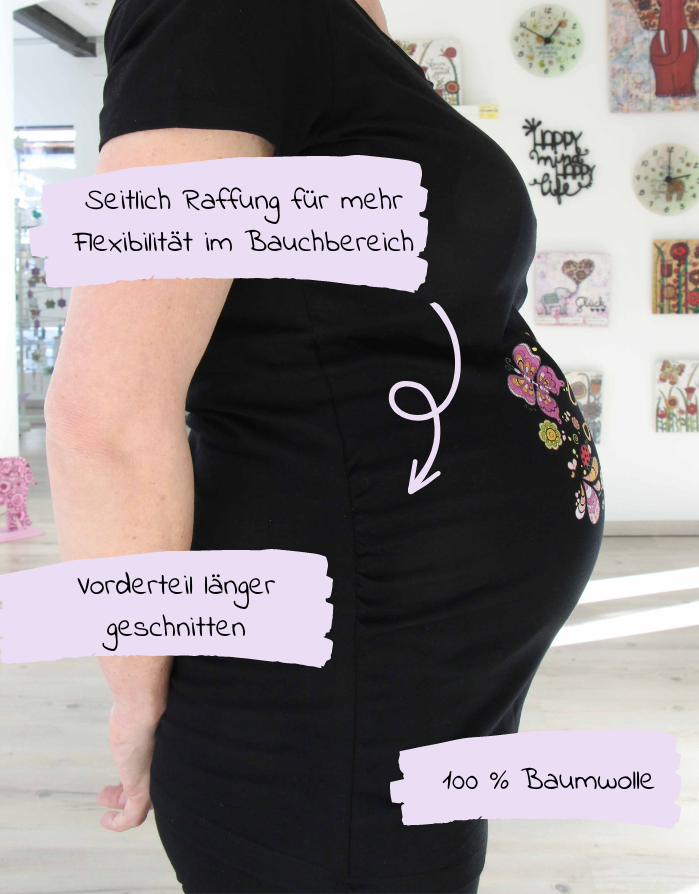 Schwangerschafts T-Shirt schwarz "Liebe im Bauch"-RollinArt