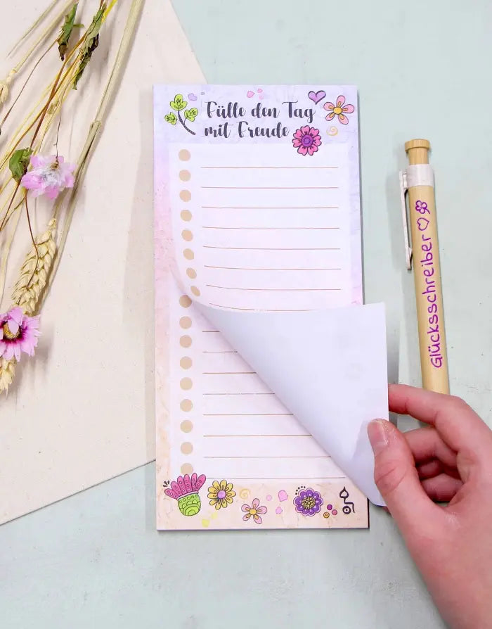 Block "Fülle den Tag mit Freude"