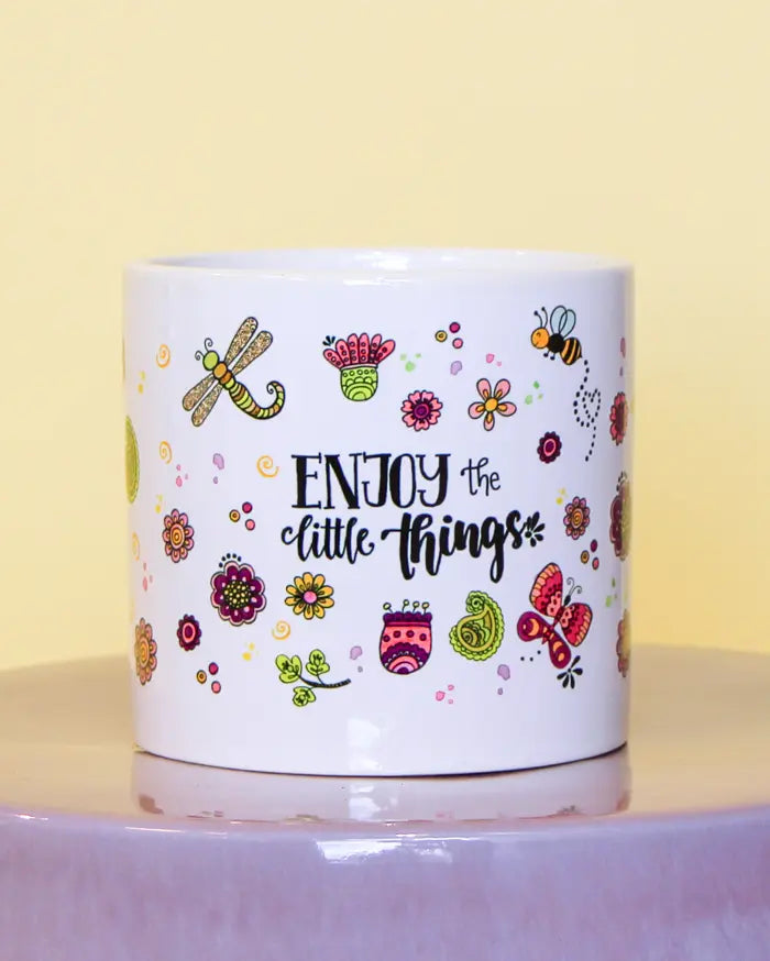 Blumentopf groß "Enjoy the little things"