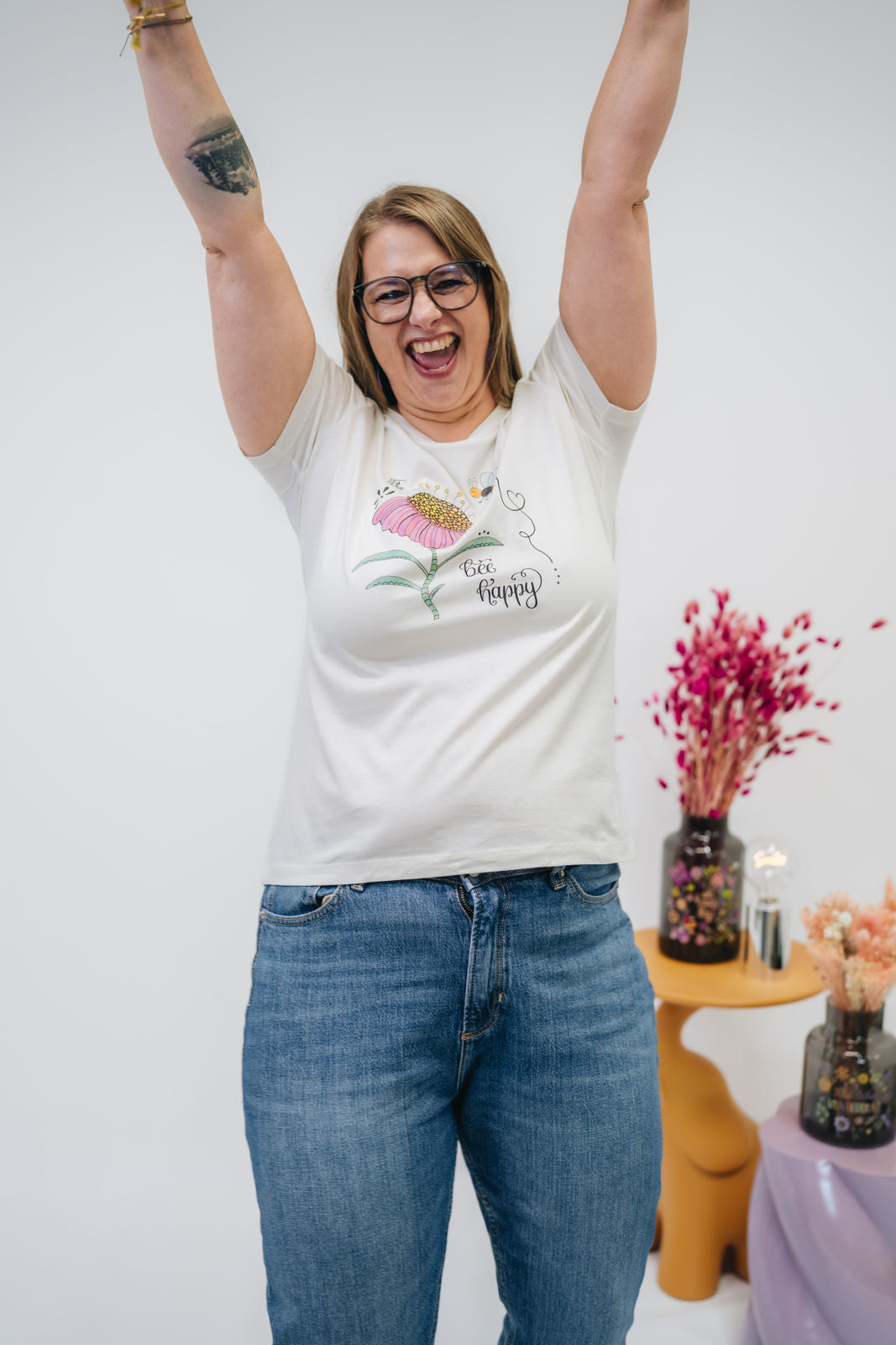 Damen T-Shirt "Bee happy"