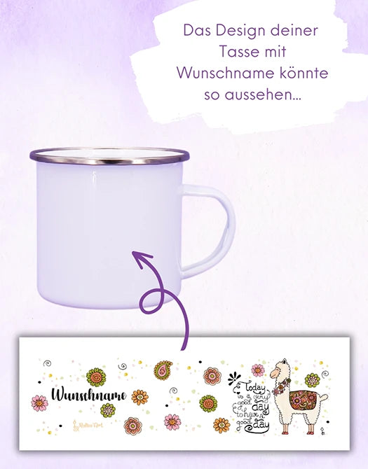 Emaille-Tasse "Alpaka"