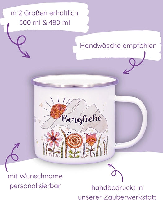 Emaille-Tasse "Bergliebe"