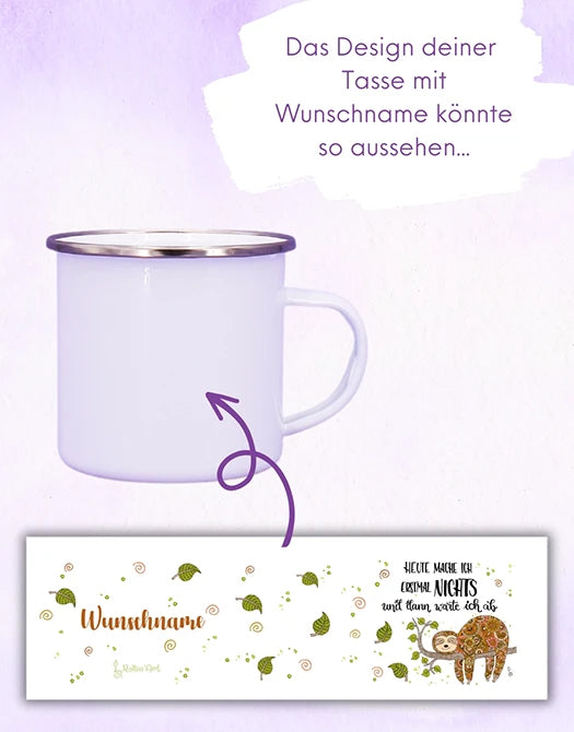Emaille-Tasse "Faultier"