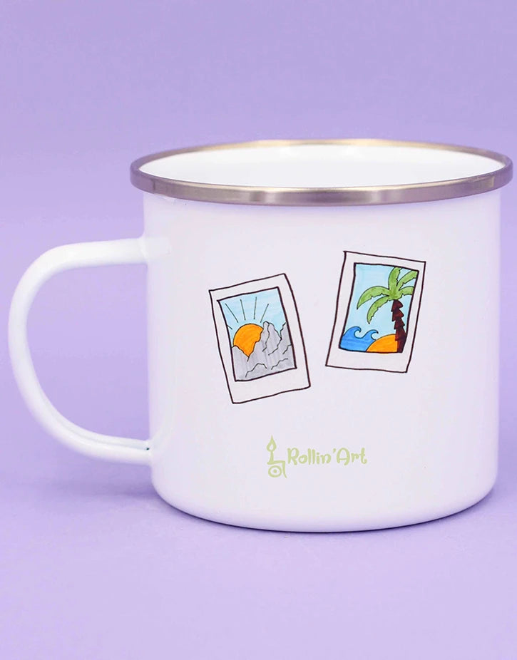 Emaille-Tasse "Reiselust"