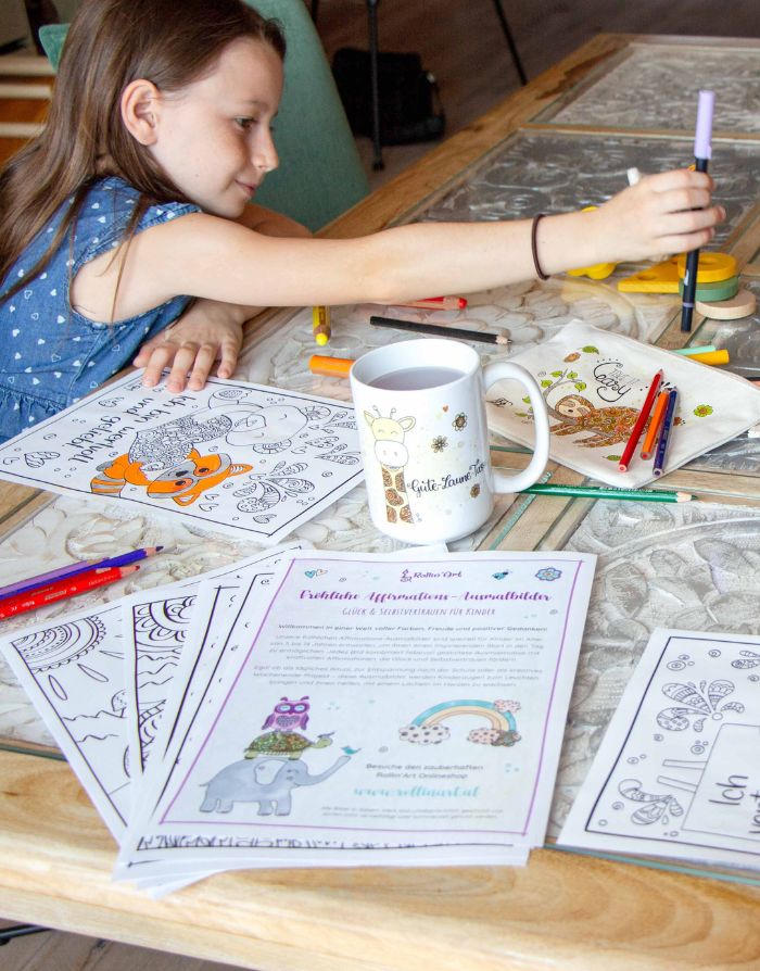 Fröhliche Affirmations-Ausmalbilder für Kinder