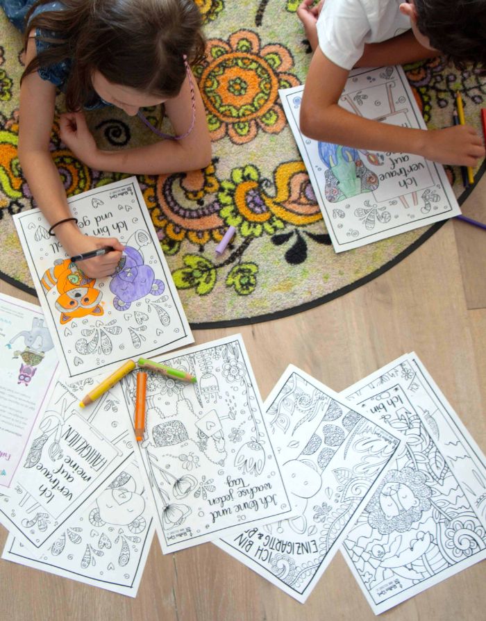 Fröhliche Affirmations-Ausmalbilder für Kinder