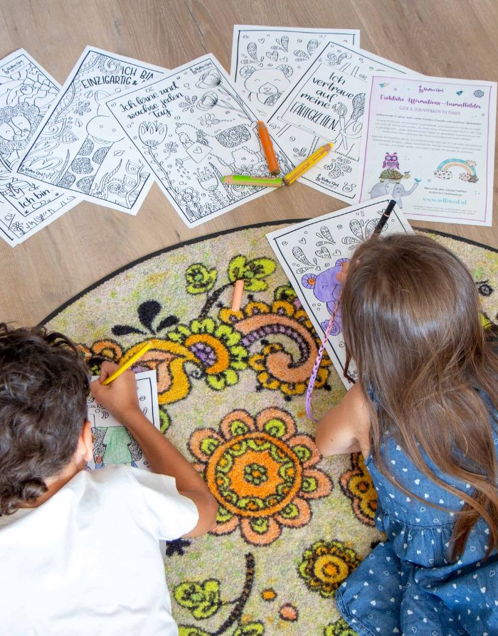 Fröhliche Affirmations-Ausmalbilder für Kinder