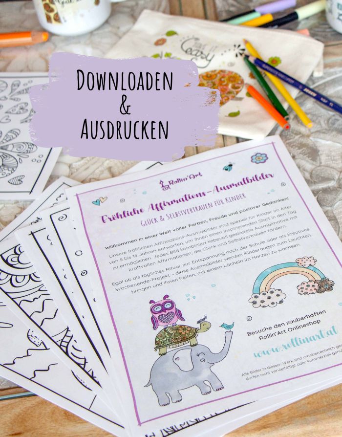 Fröhliche Affirmations-Ausmalbilder für Kinder