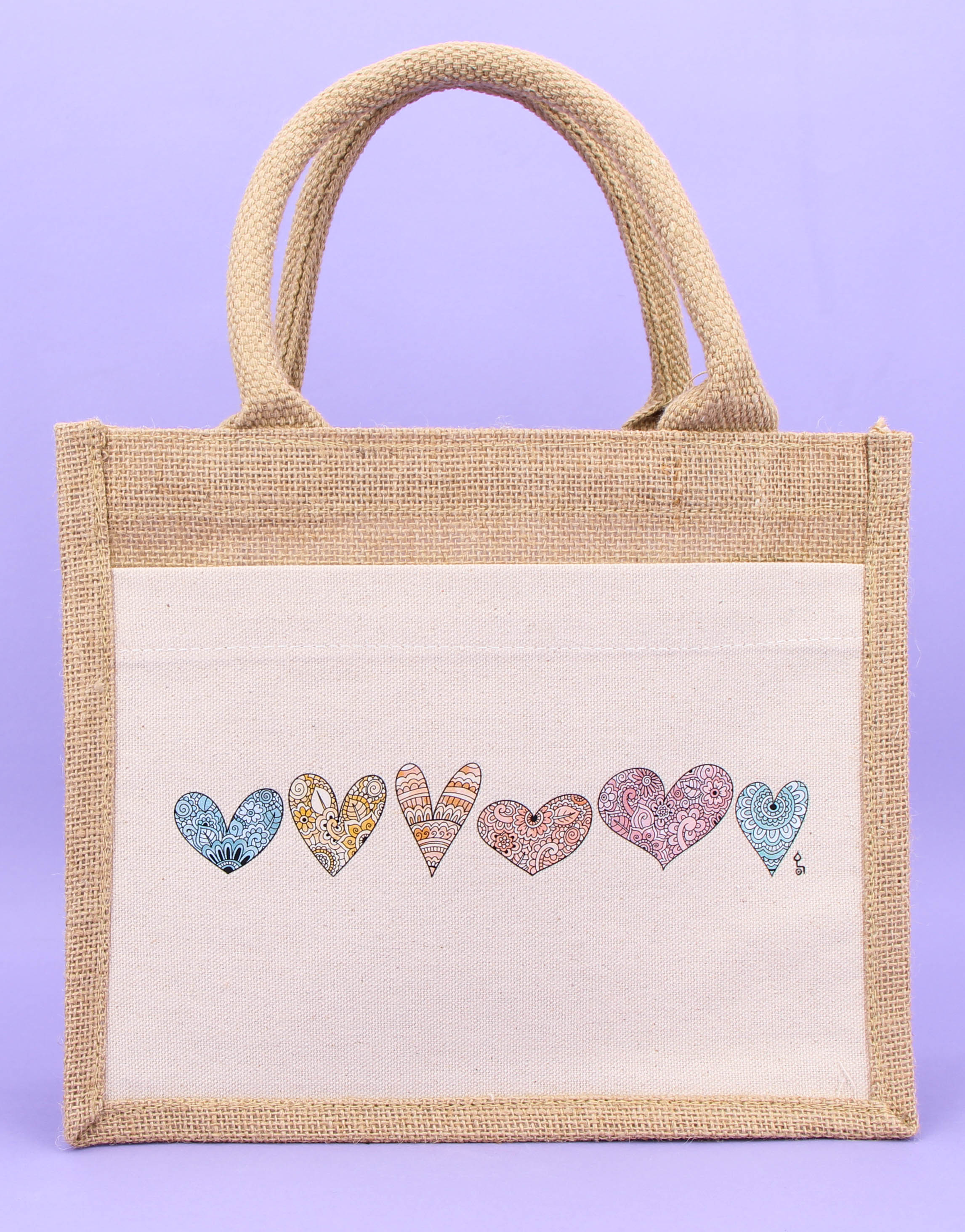 Geschenktasche Jute "Herzen"